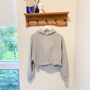 Aritzia Cozy Sweatfleece Perfect Crop Hoodie Grey  Classic fan-favourite fleece